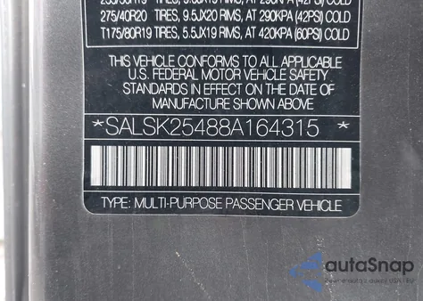 2008 Land Rover Range Rover Sport Hse z USA, uszkodzony, nr VIN SALSK25488A164315